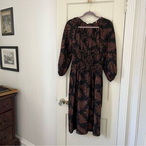 Rebecca Taylor Black and Brown Long Sleeve Dress